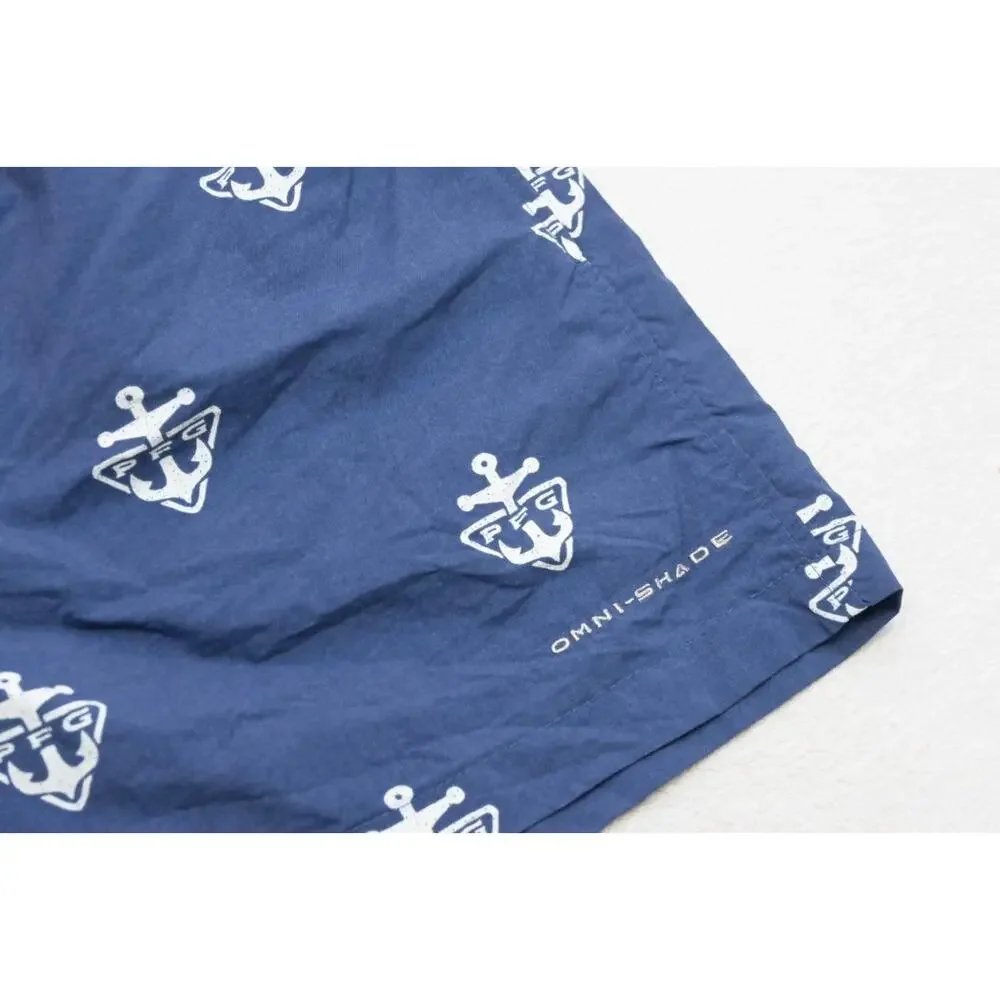 Columbia PFG Swim Trunks Omni-Shade Fishing Shorts Anchors 6